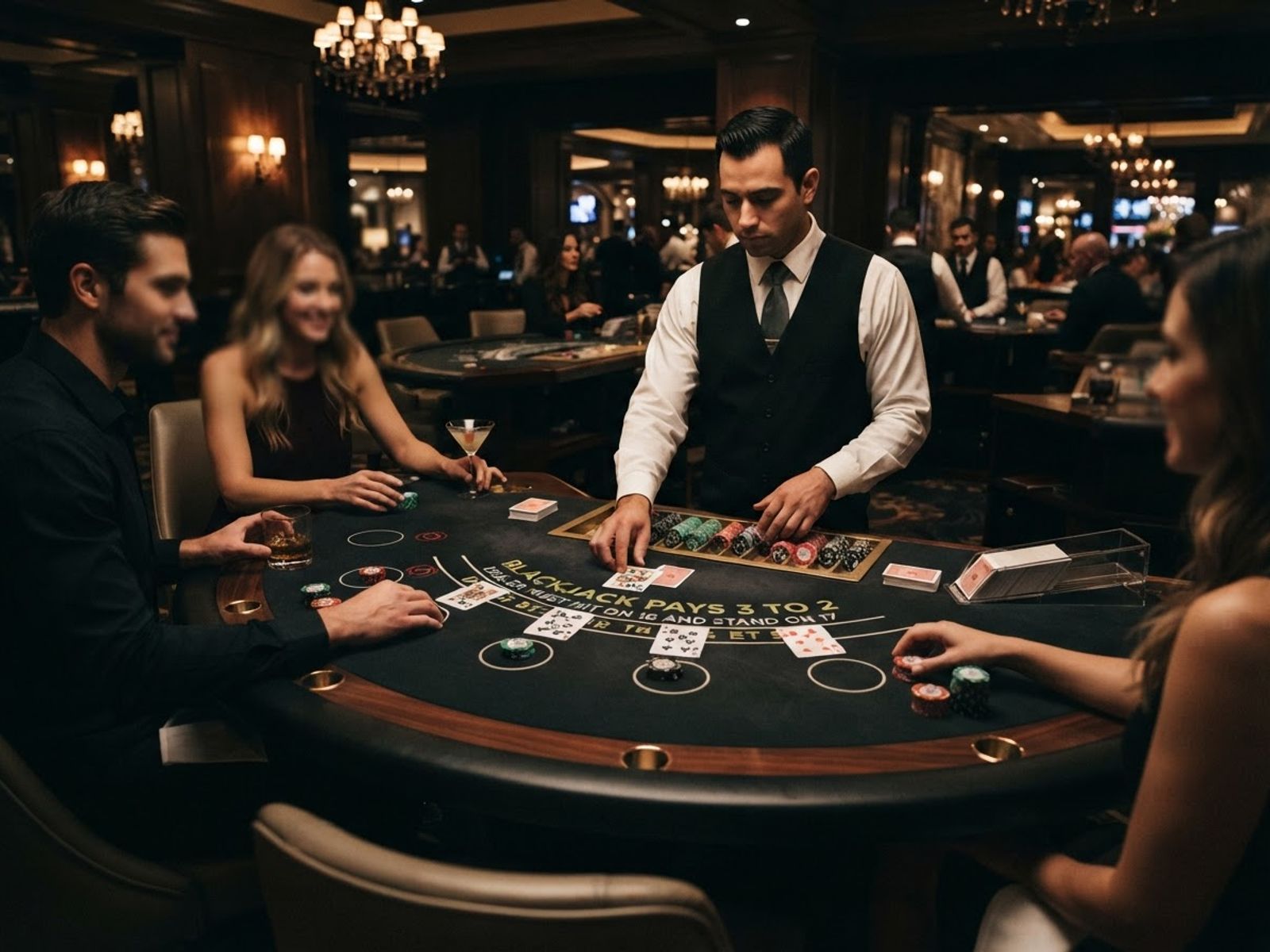 Table de blackjack en direct avec cartes