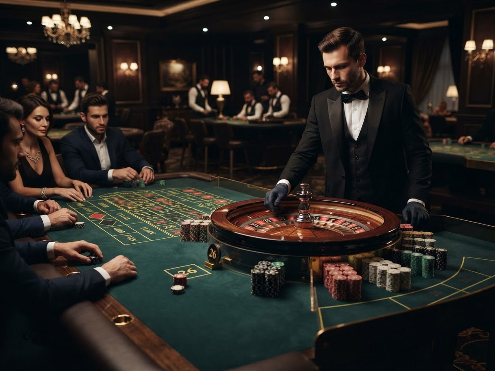 Table de roulette en direct avec croupier