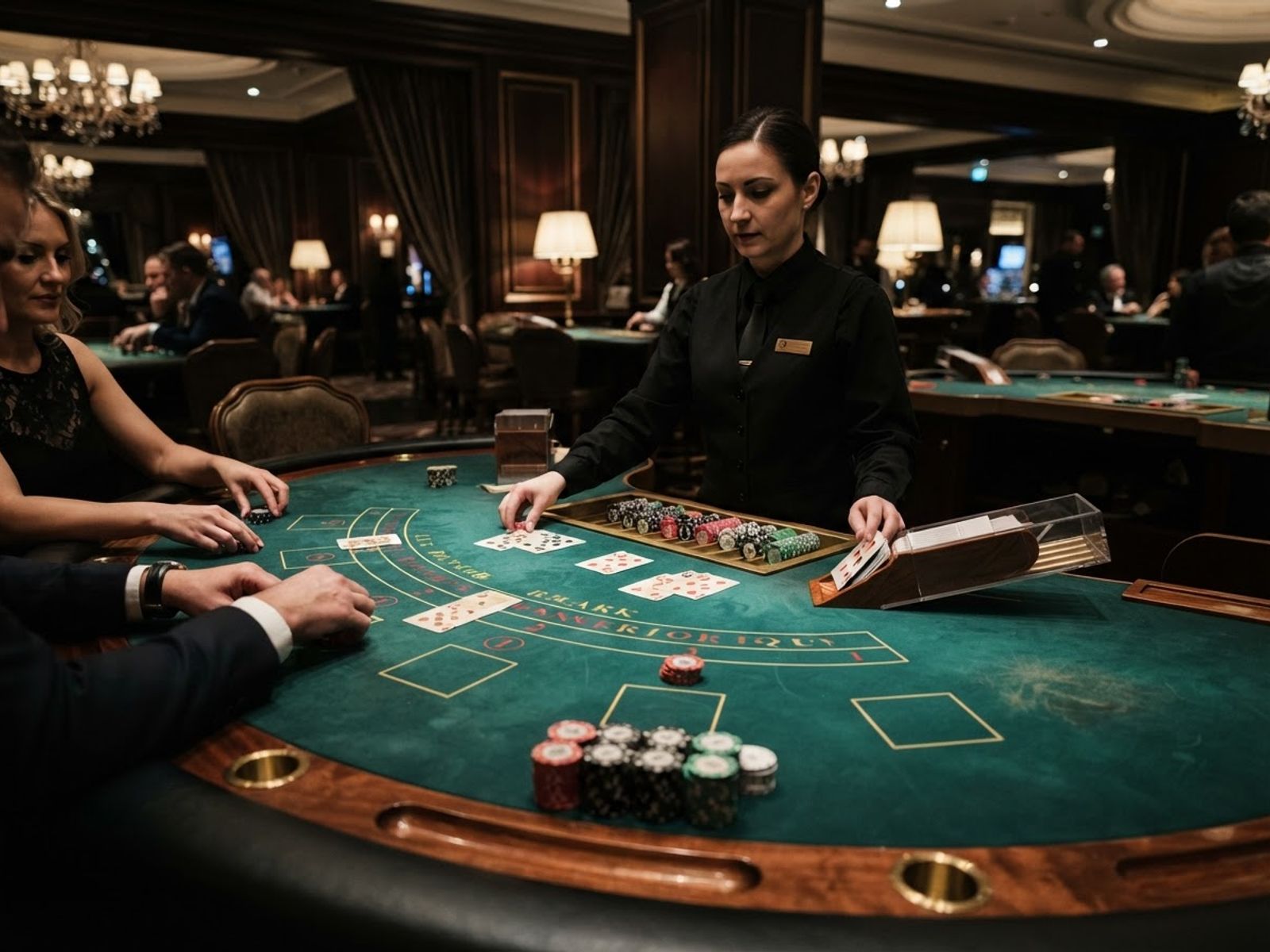 Table de baccarat en direct avec cartes