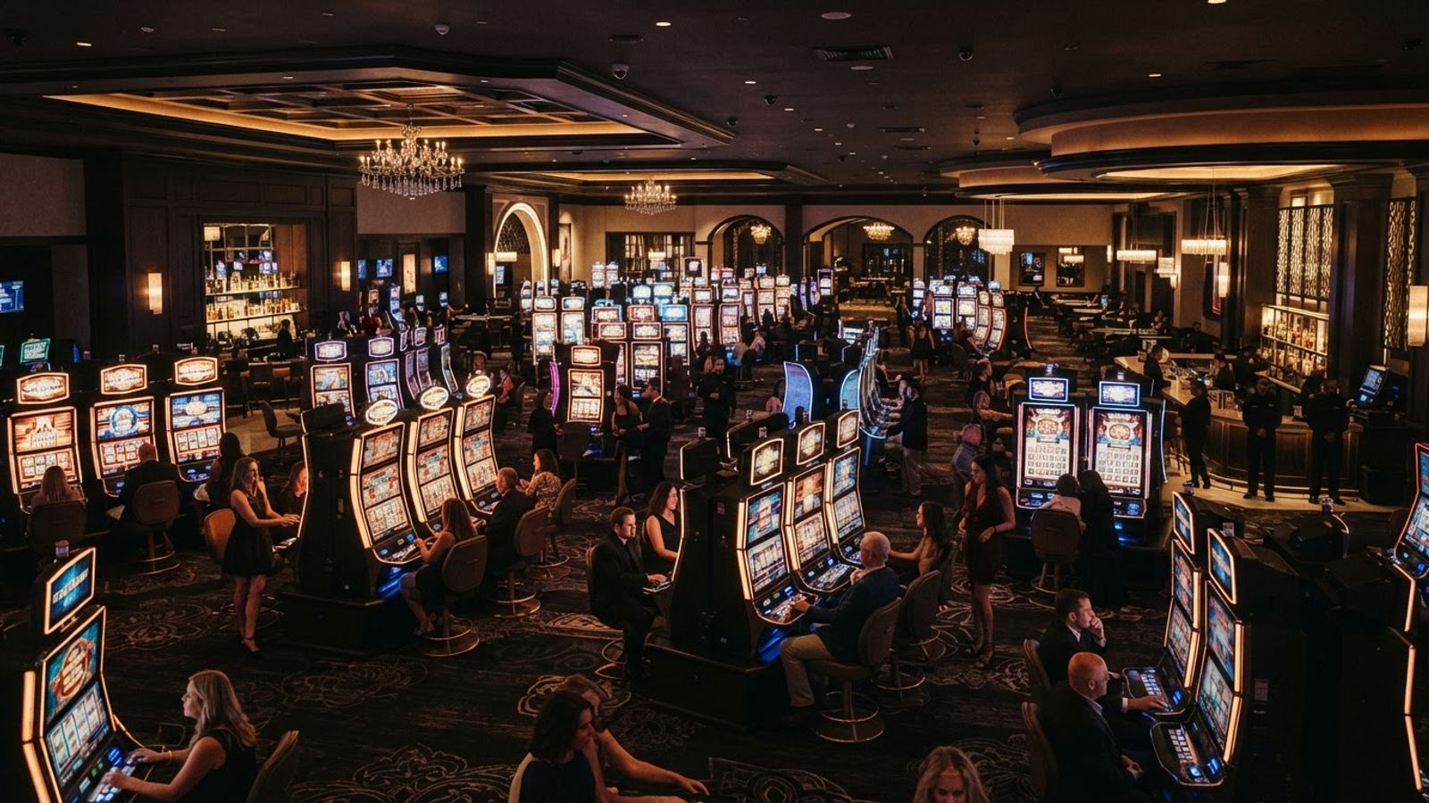 Salle de casino Spinboss avec machines à sous et tables de jeu
